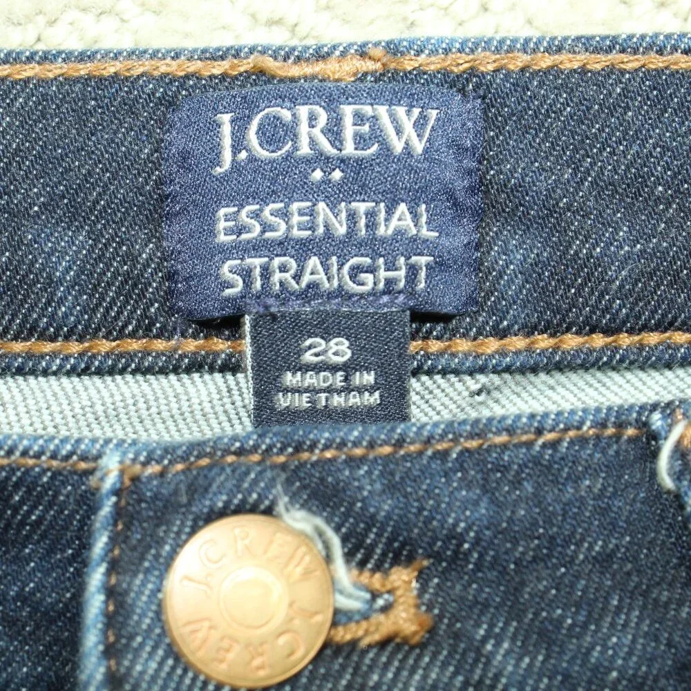 J. Crew Size 28 Essential Straight Raw Hem Dark Wash Blue Jeans